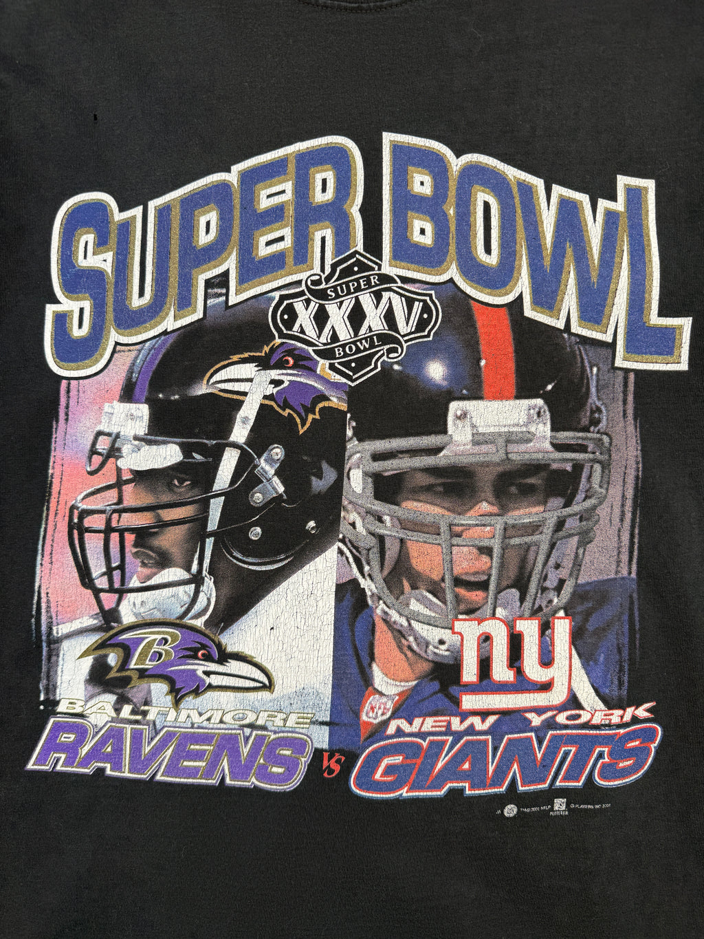 Vintage NFL Super Bowl 35 Ravens vs Giants Tee Black