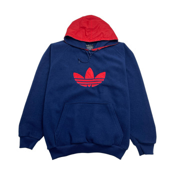 (XL) Vintage 90s Adidas Fleece Hoodie Navy