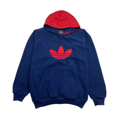 (XL) Vintage 90s Adidas Fleece Hoodie Navy | Vintage Clothing Store Canada