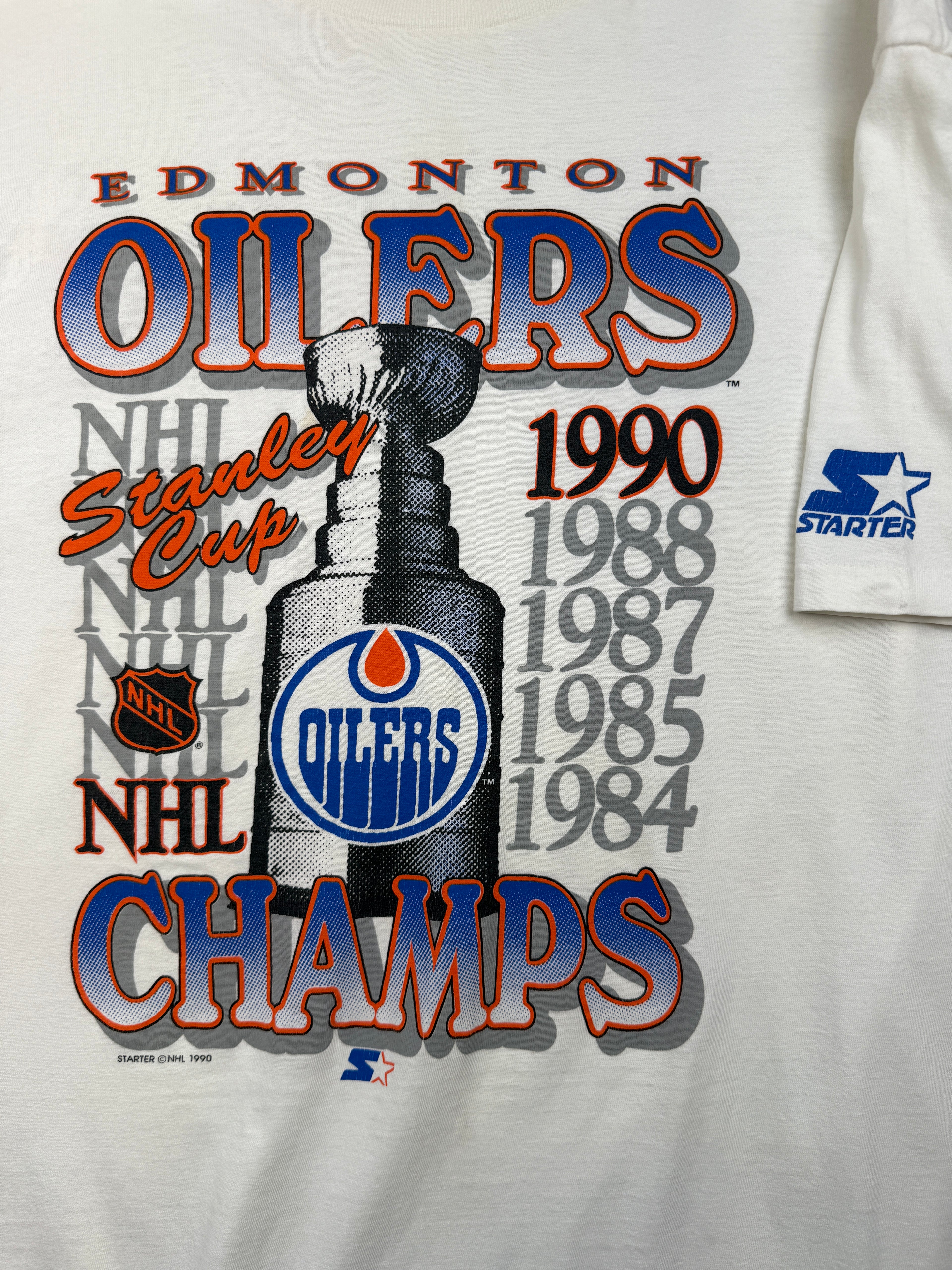 Vintage Edmonton Oilers 1990 Stanley Cup Champions Tee White