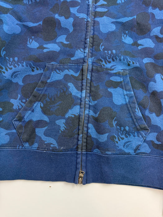 BAPE Fire Camo Full Zip Hoodie Blue (USED) | Vitnage Clothing Store Canada