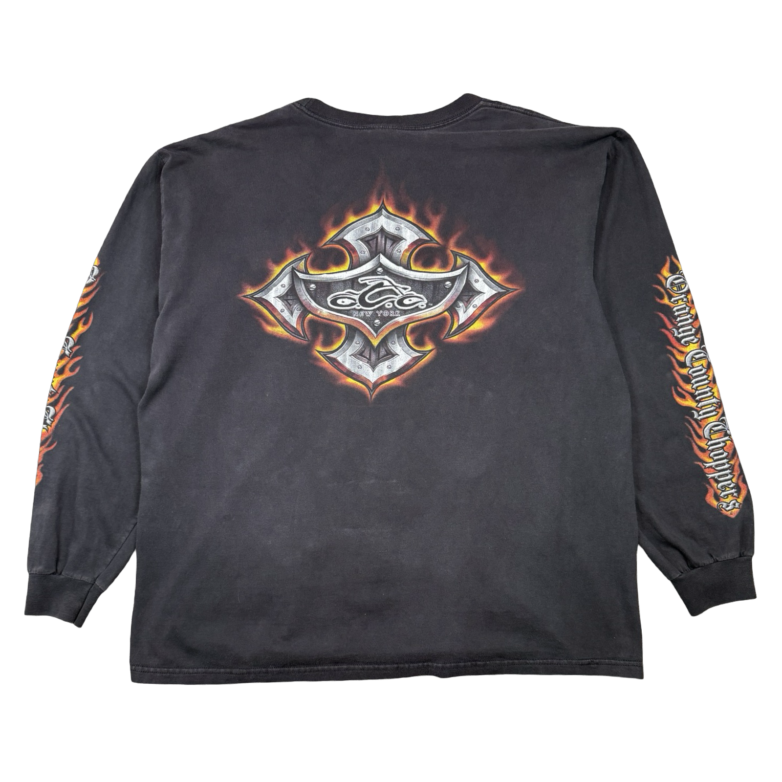 Vintage Orange County Choppers Script Flame Sleeve L/S Tee Black