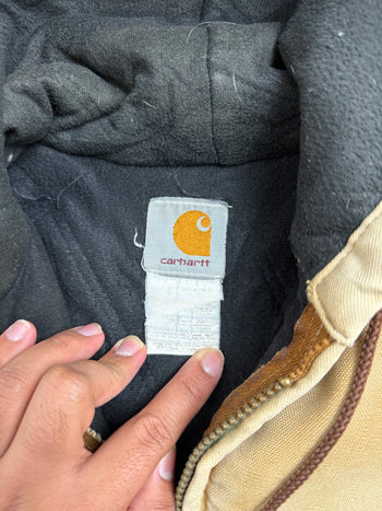 Vintage Carhartt Active Hooded Work Jacket Faded Tan