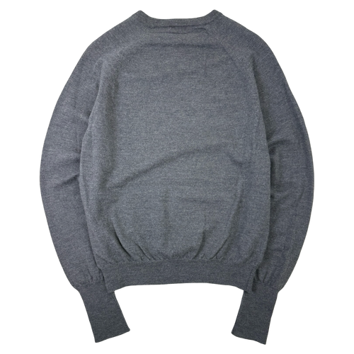 Vintage Burberry Embroidered Logo Wool Sweater Grey | Vintage Clothing Store Canada