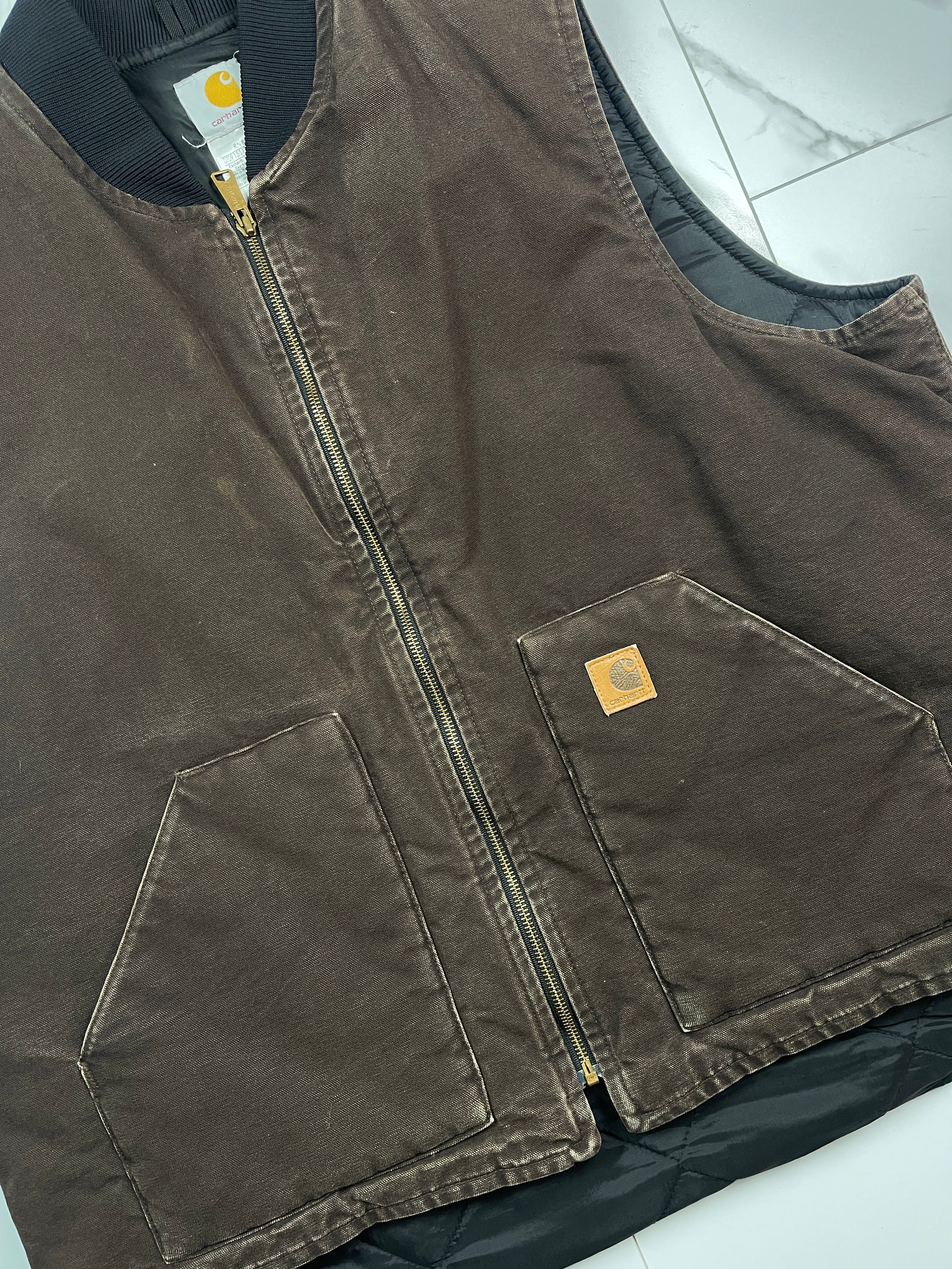 Vintage 2000s Carhartt Quilt Lined Vest Brown
