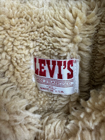 Vintage Sherpa Lined Levis Denim Jacket Cream