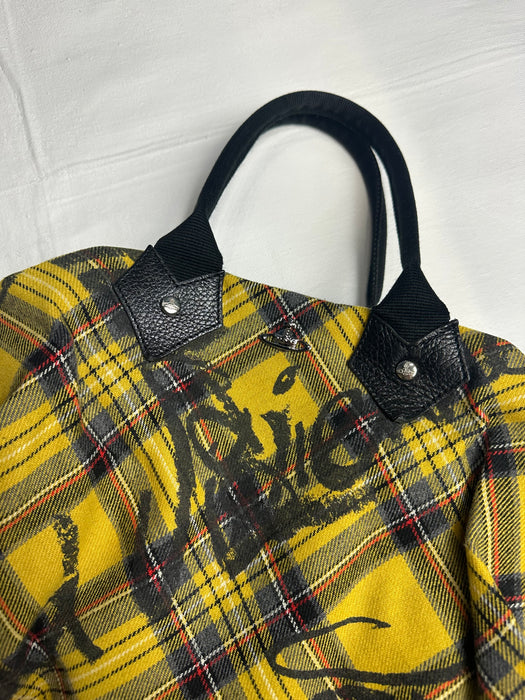 Vivienne Westwood Plaid Travel Bag Yellow | Vitnage Clothing Store Canada