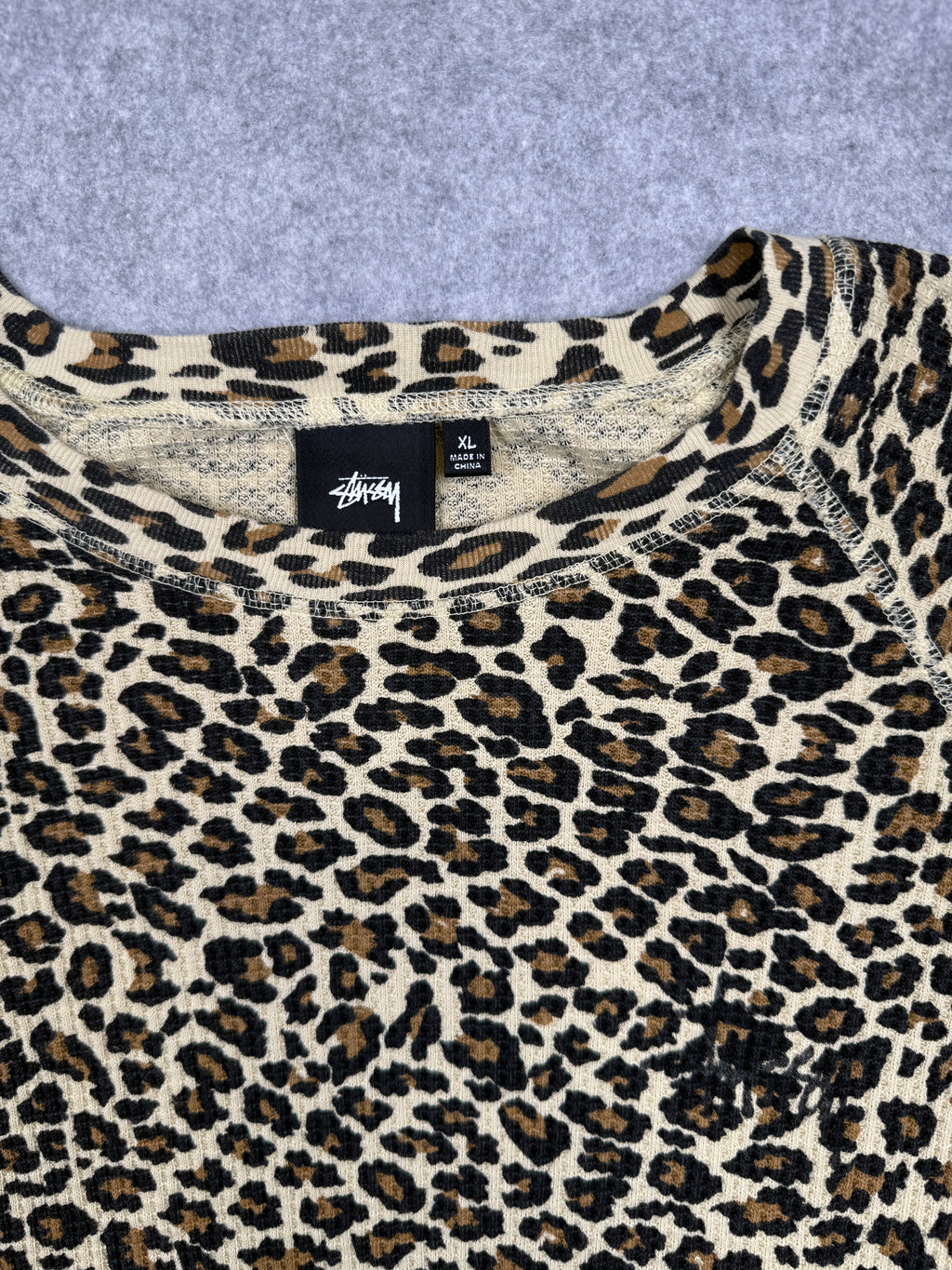 Stussy Thermal Leopard Print L/S Tee (USED)