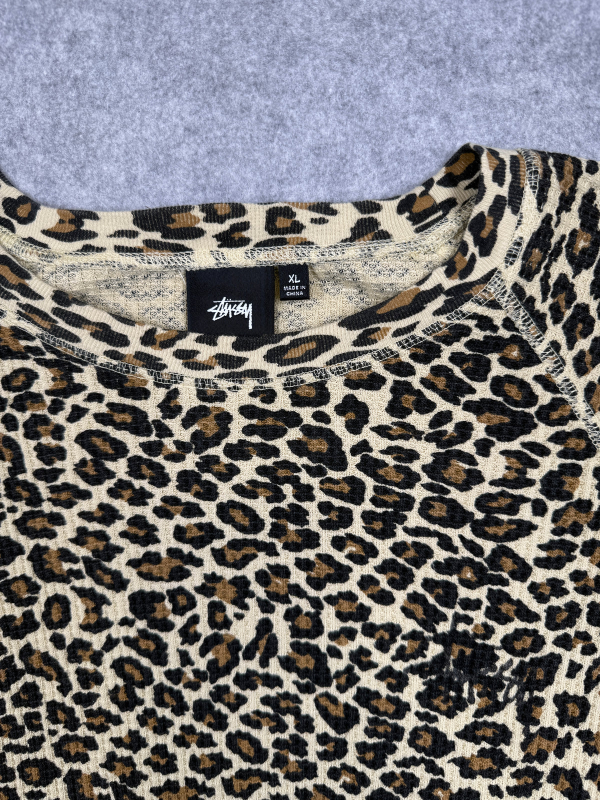 Stussy Thermal Leopard Print L/S Tee (USED)