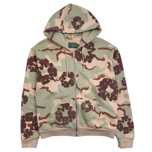 Denim Tears The Cotton Wreath Zip Up Hoodie Tan Camo (USED) | Vintage Clothing Store Canada