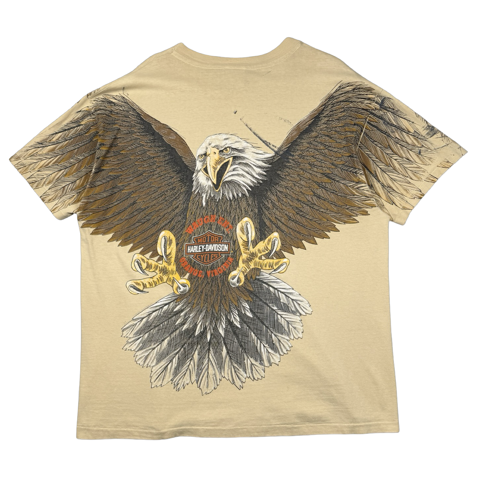 Vintage Harley Davidson Swooping Eagle Tee Beige