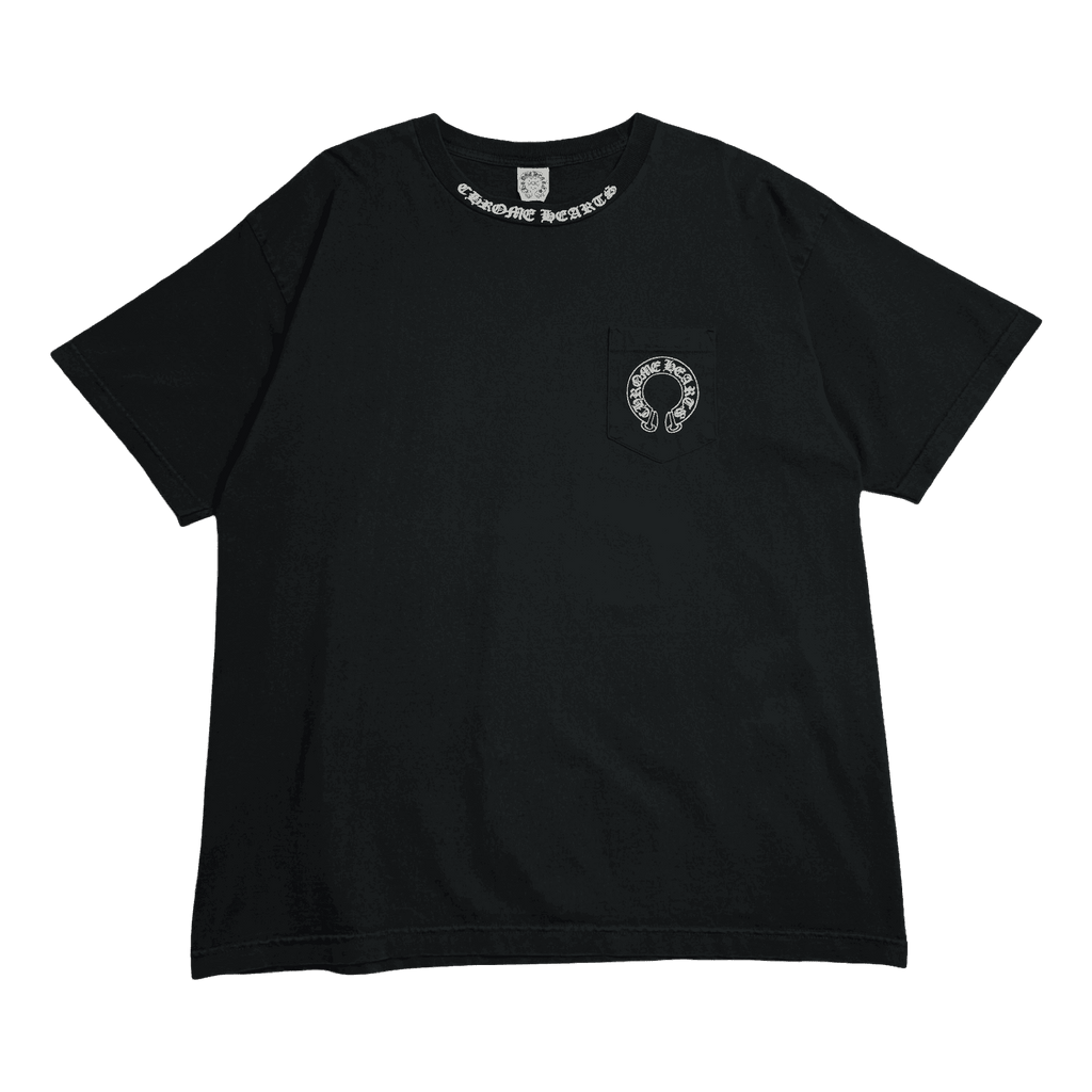 Vintage Chrome Hearts Malibu Floral Cross Pocket Tee Black