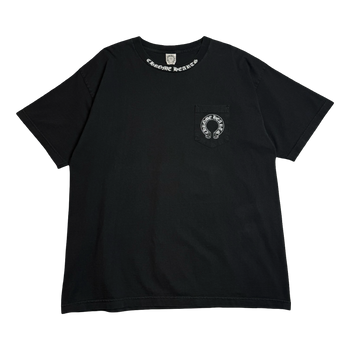 Vintage Chrome Hearts Malibu Floral Cross Pocket Tee Black
