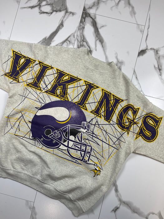 Vintage 1990s Minnesota Vikings Sweatshirt Grey | Vitnage Clothing Store Canada