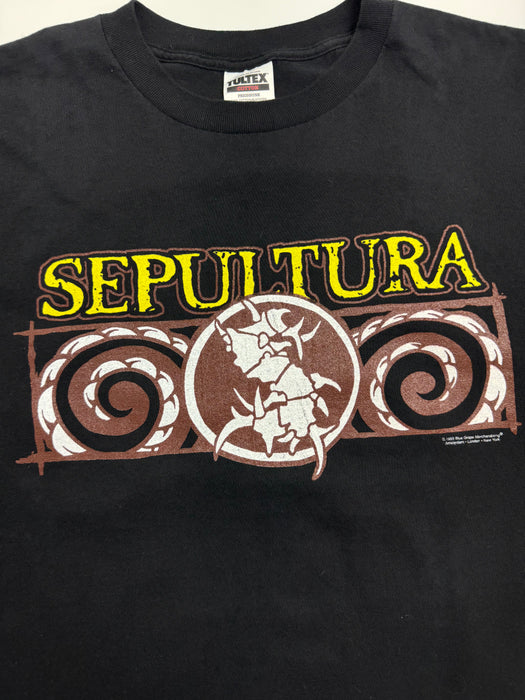 (L) Vintage '99 Sepultura Band Tee Black | Vitnage Clothing Store Canada