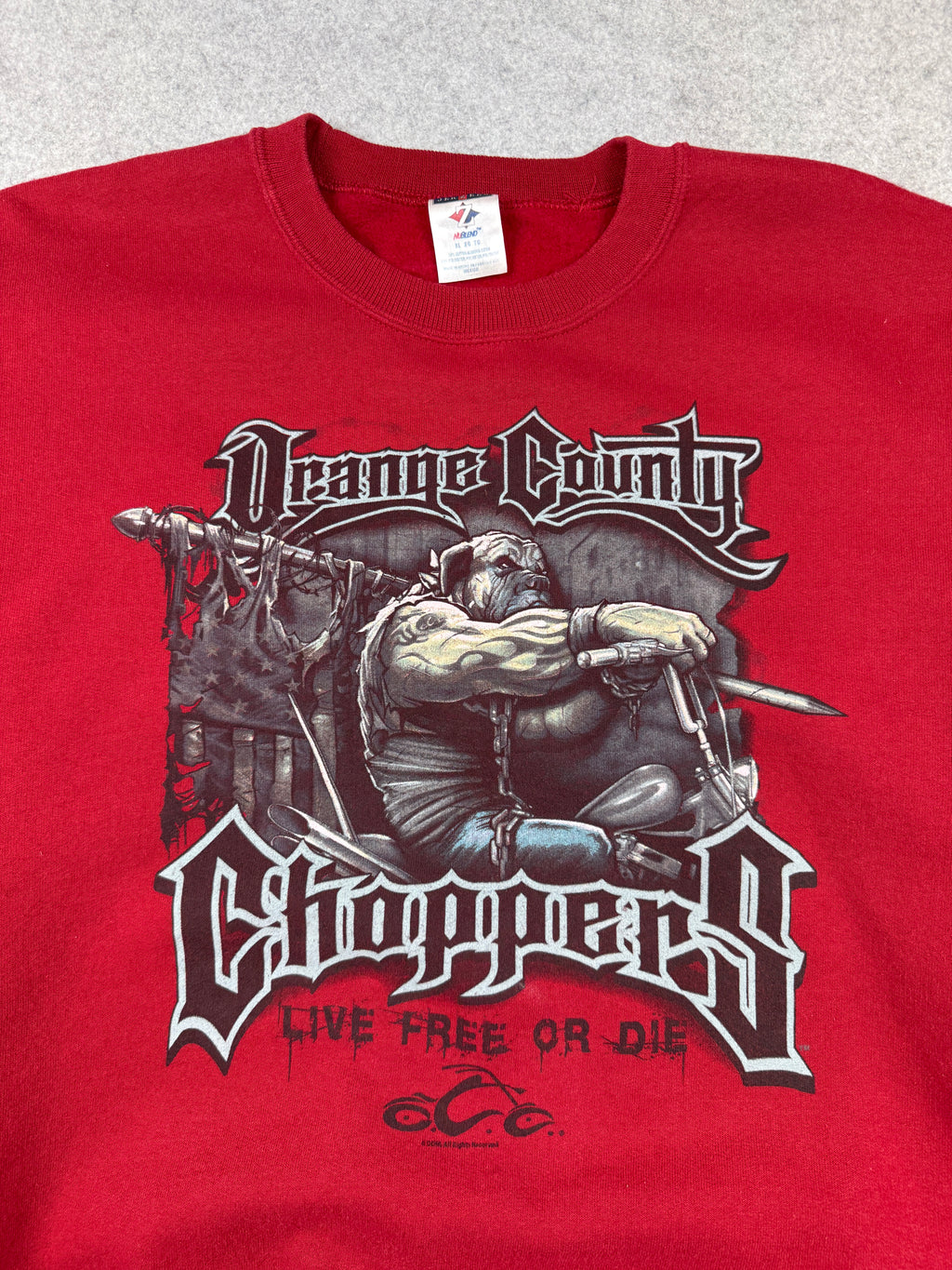 Vintage Orange County Choppers Live Free Or Die Sweatshirt Red