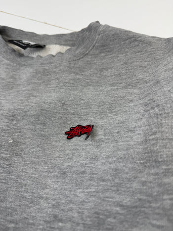 Stussy Embroidered Logo Sweatshirt Grey (USED)