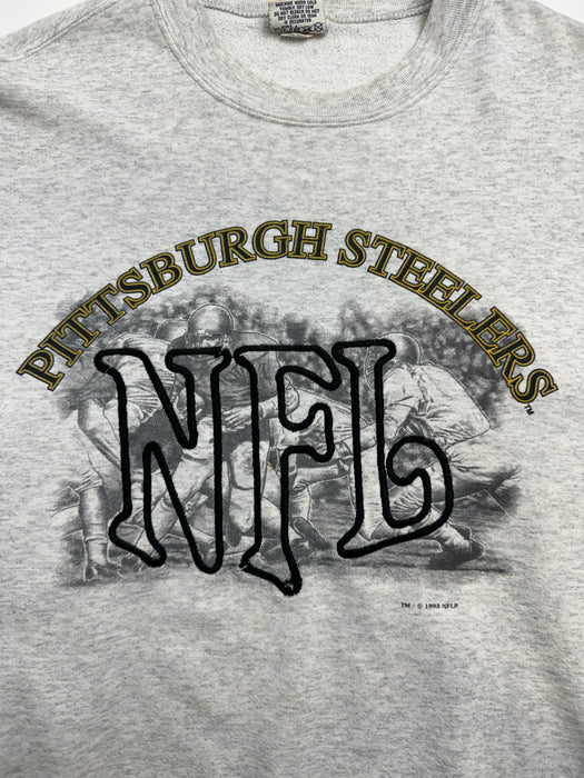 (XL) Vintage '93 Pittsburgh Steelers Sweatshirt White | Vitnage Clothing Store Canada