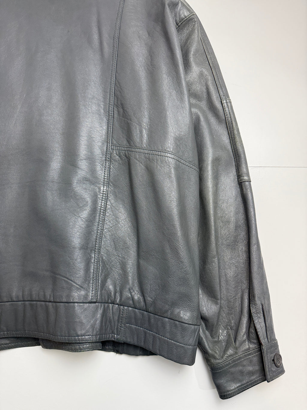 Vintage Men's Yves Saint Laurent Leather Coat Grey