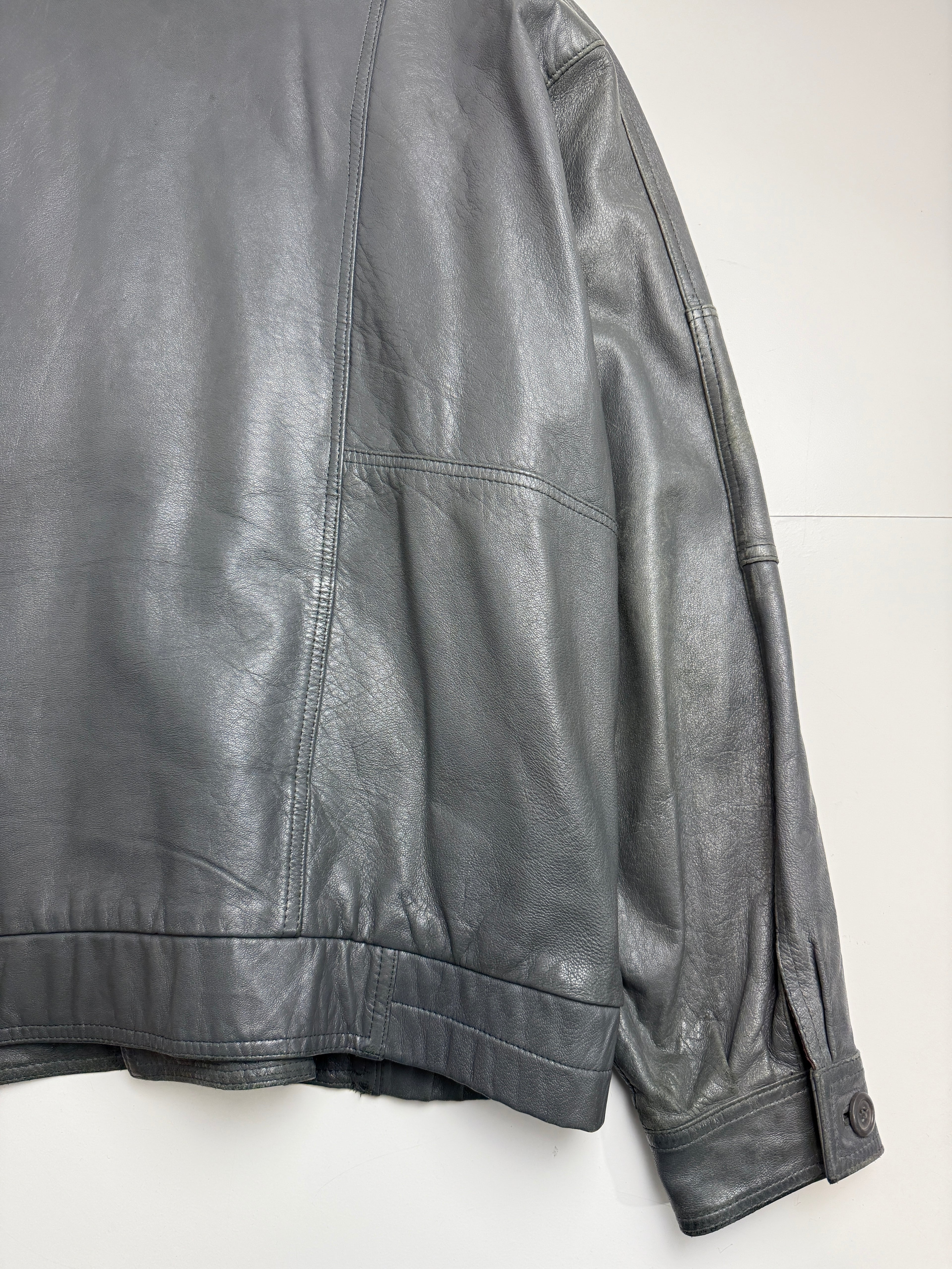 Vintage Men's Yves Saint Laurent Leather Coat Grey