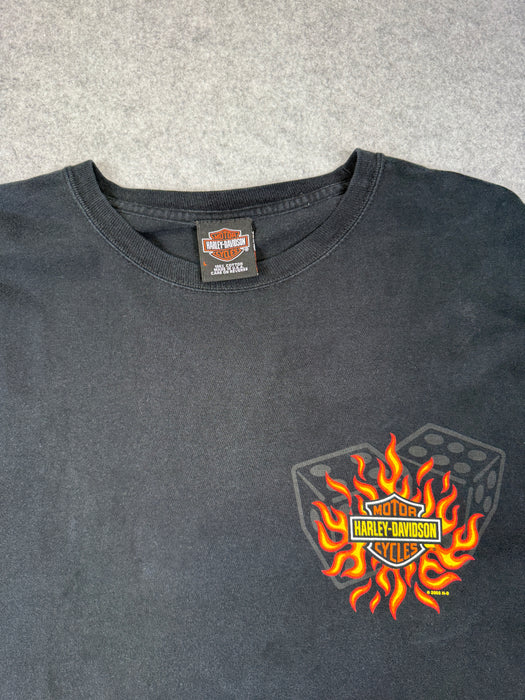 Vintage Harley Davidson Flame Dice Sleeve L/S Tee Black | Vitnage Clothing Store Canada