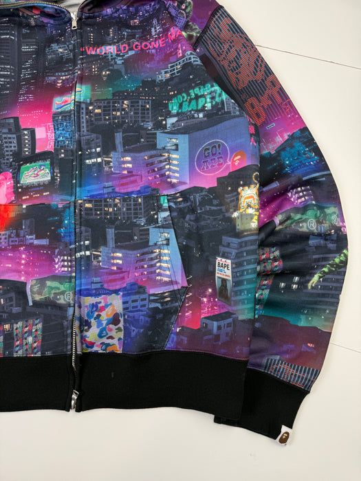 BAPE Neon Tokyo Full Zip Hoodie (USED) | Vitnage Clothing Store Canada