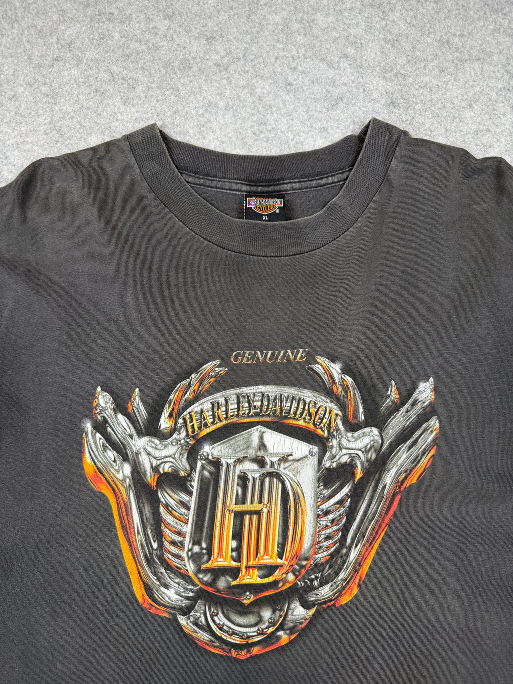 Vintage Harley Davidson Chrome Engine Tee Black