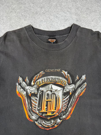 Vintage Harley Davidson Chrome Engine Tee Black