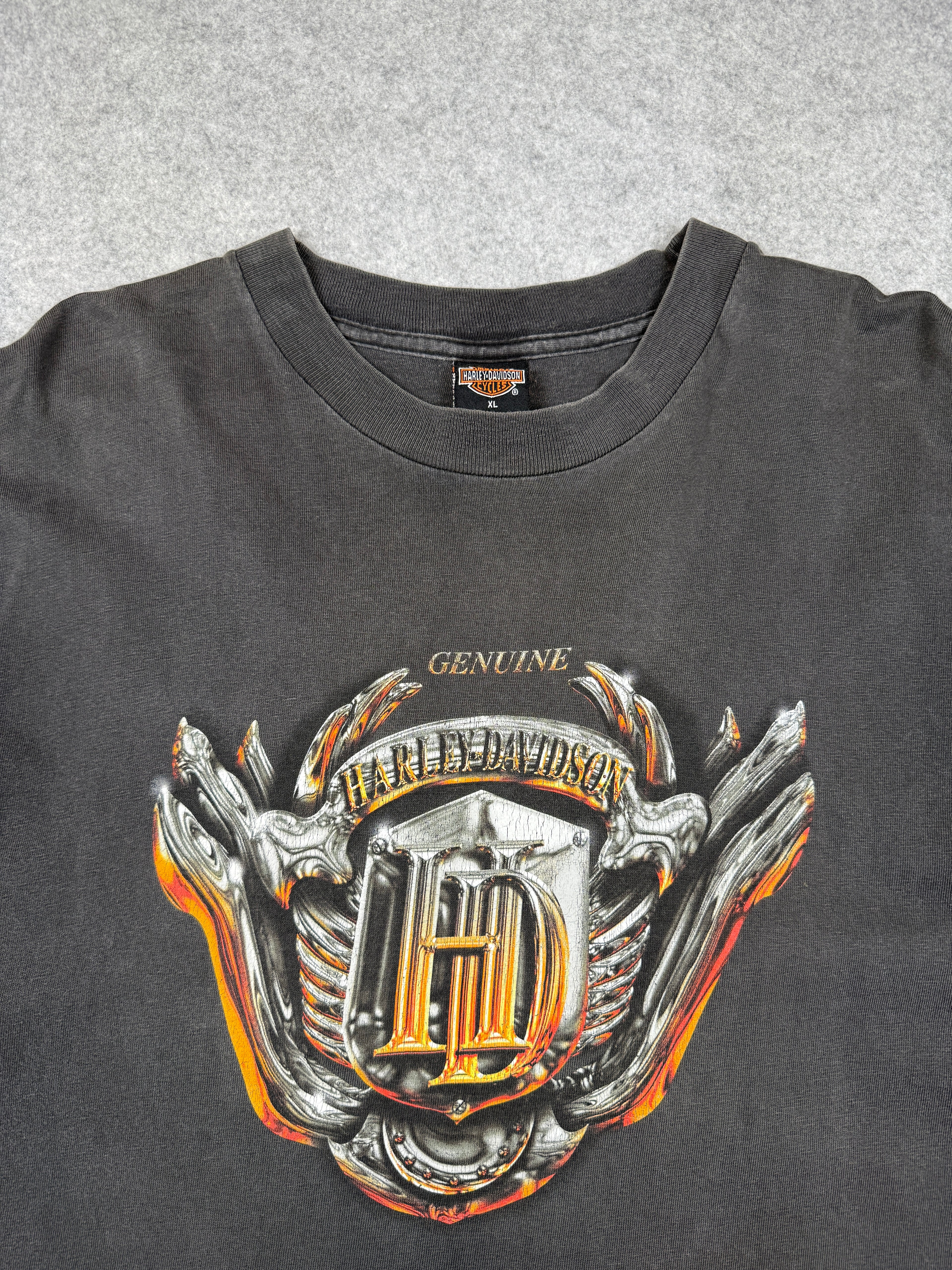Vintage Harley Davidson Chrome Engine Tee Black