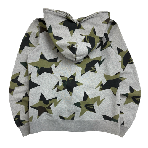 BAPE Sta Camo Star Pattern Full Zip Hoodie Grey (USED) | Vintage Clothing Store Canada