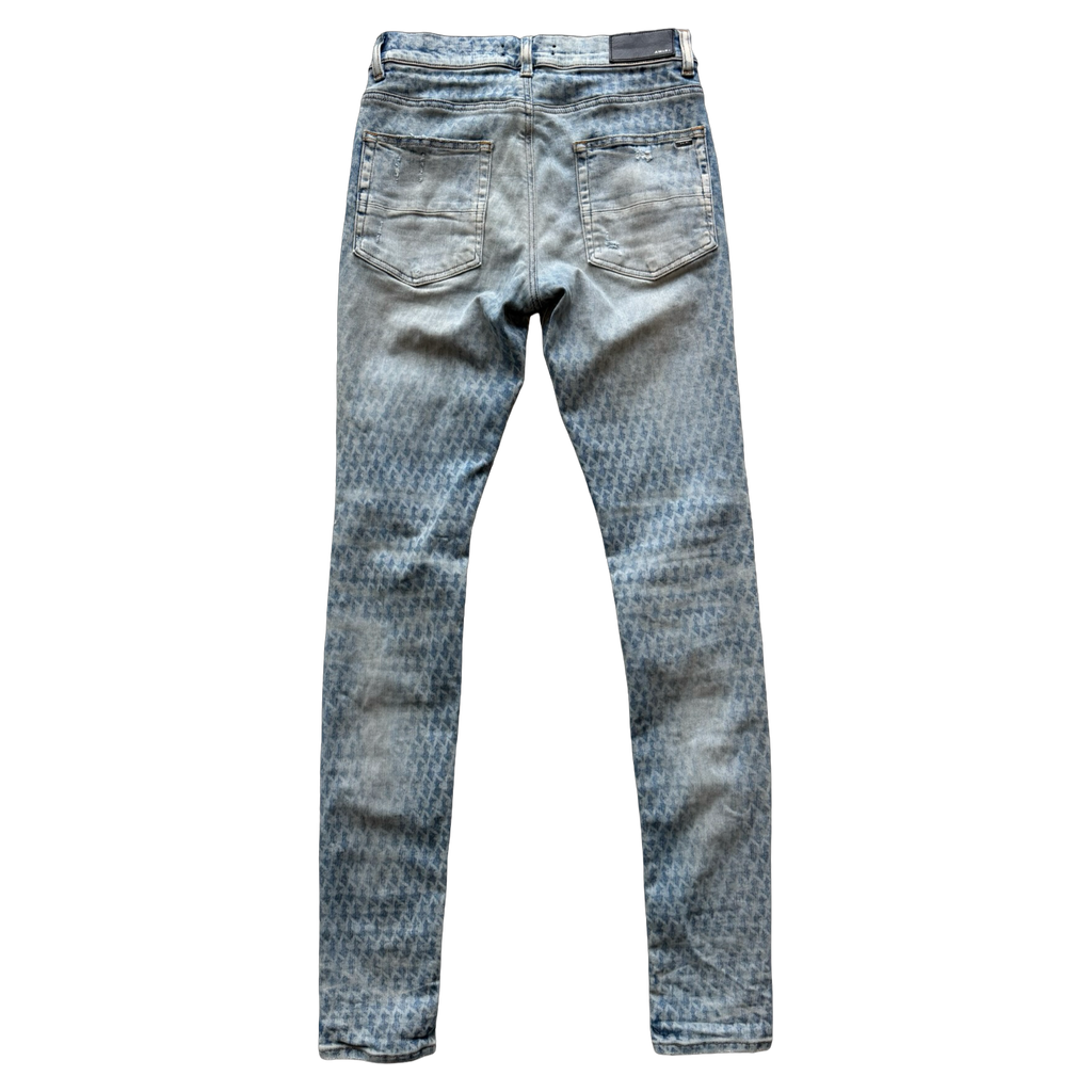 Amiri playboy clay indigo bunny logo skinny jeans