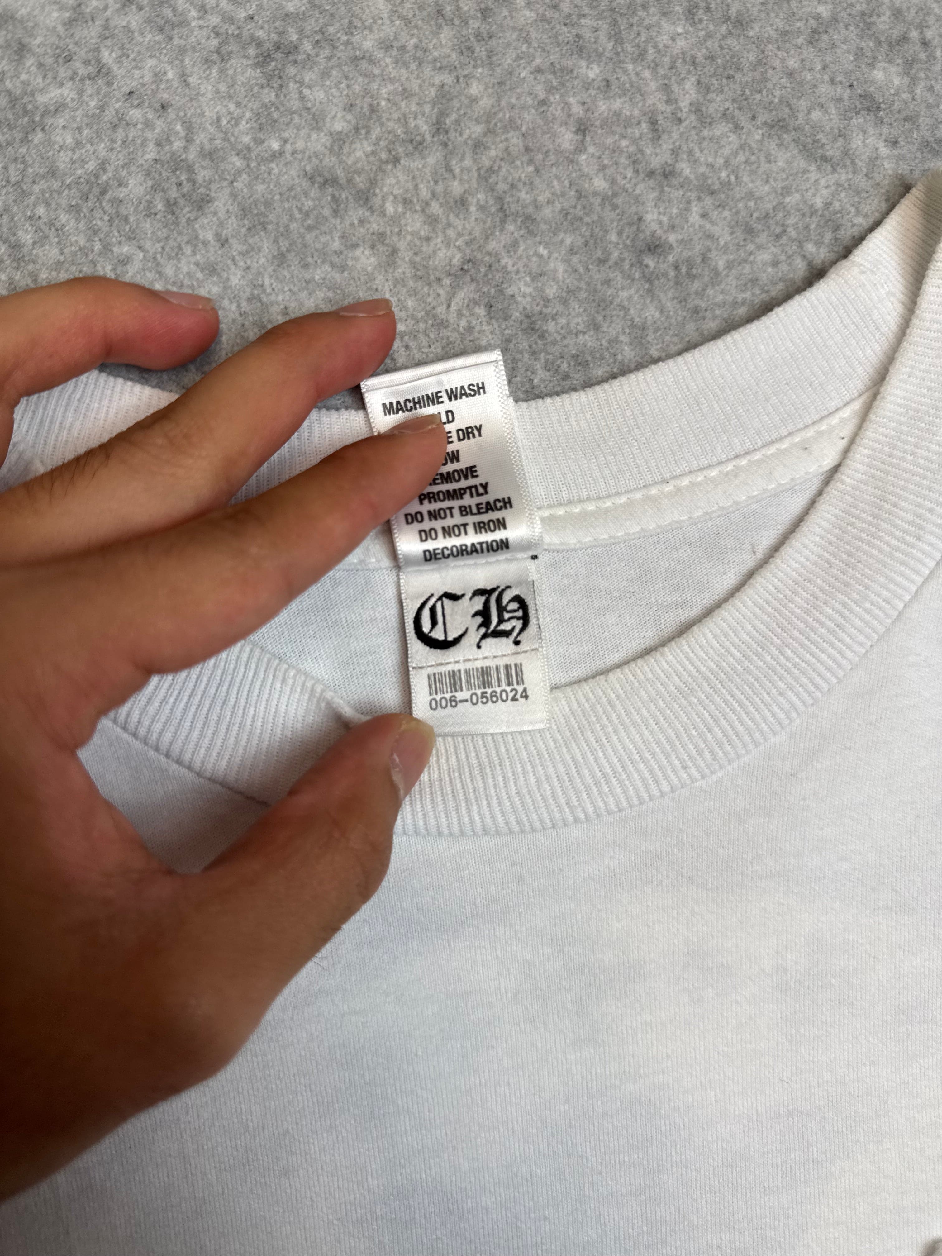 Vintage Chrome Hearts Cross Stamp Pocket Tee White