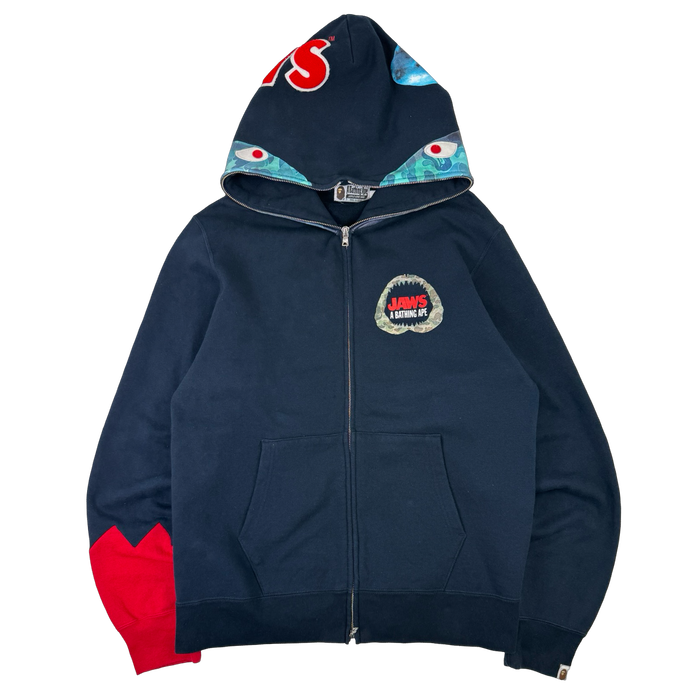 BAPE Jaws Shark Full Zip Sweater Navy (USED) | Vitnage Clothing Store Canada