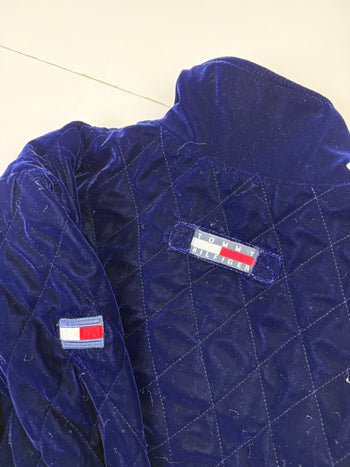 Vintage Tommy Hilfiger Quilted Velour Jacket Blue