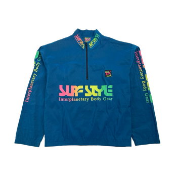 (L) Vintage Surf Style Quarter Zip Windbreaker Jacket