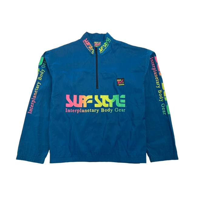 (L) Vintage Surf Style Quarter Zip Windbreaker Jacket