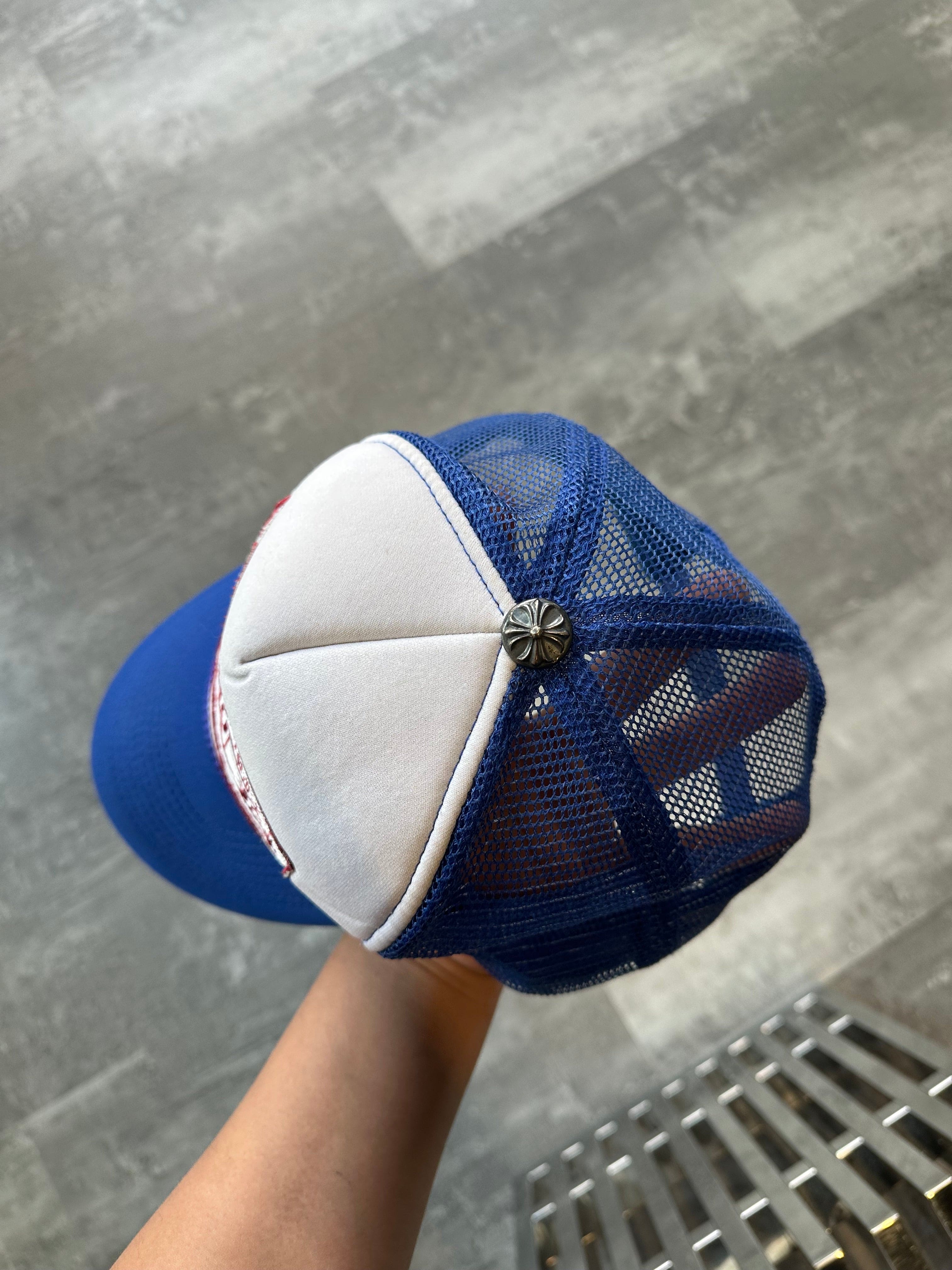 Vintage Chrome Hearts Hollywood F**k Trucker Hat Blue (USED)