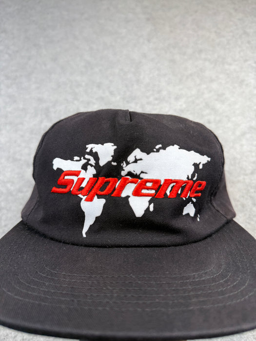 Supreme World 5 Panel Hat Black (USED) | Vitnage Clothing Store Canada