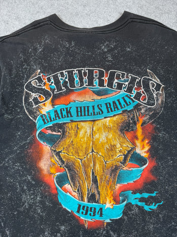 Vintage 3D Emblem Sturgis Black Hills Rally Tee Black