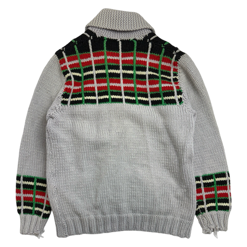 Vintage Cowichan Plaid Pattern Knitted Zip Up Sweater | Vintage Clothing Store Canada