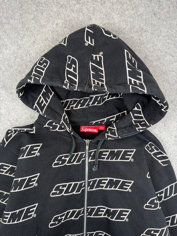 Supreme Repeat Zip Up Sweater Black (USED)