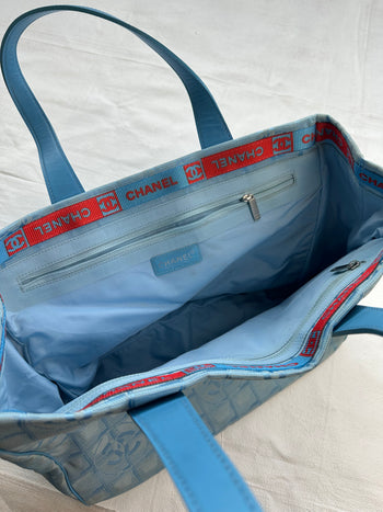 Chanel Travel Ligne Tote Bag Light Blue