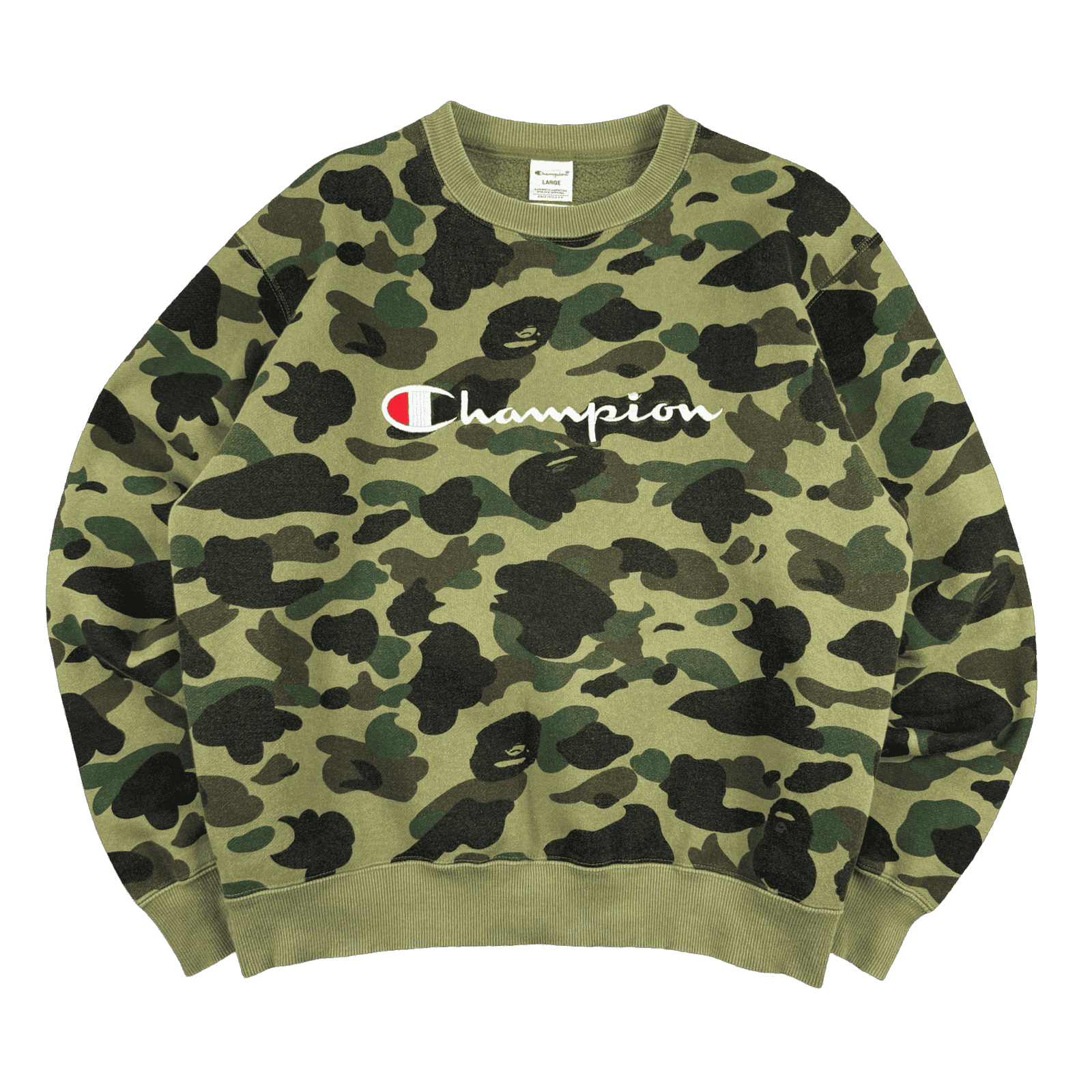 BAPE x Champion Logo Camo Sweatshirt Green (USED)