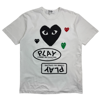 Comme des Garcons PLAY Multi Logo Black Heart Tee White (USED)