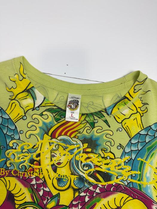 Ed Hardy Christian Audigier Love Kills Slowly Tee Yellow Green | Vitnage Clothing Store Canada
