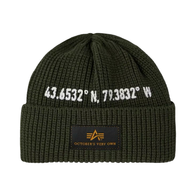 OVO Alpha Industries Military Watch Beanie Olive Green