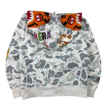 Bape Space Camo Tiger Full Zip Up Hoodie White