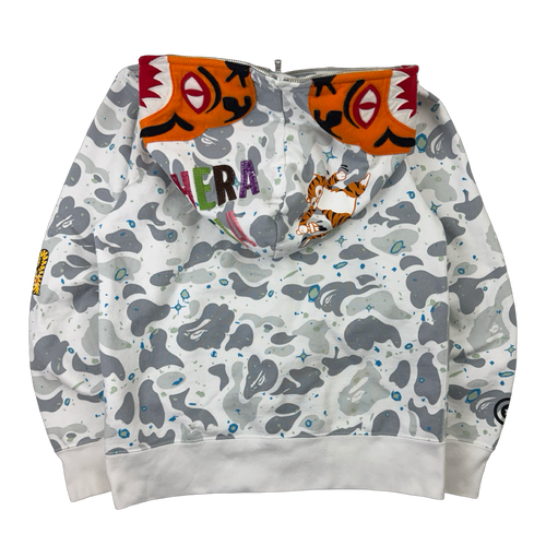 Bape Space Camo Tiger Full Zip Up Hoodie White | Vintage Clothing Store Canada