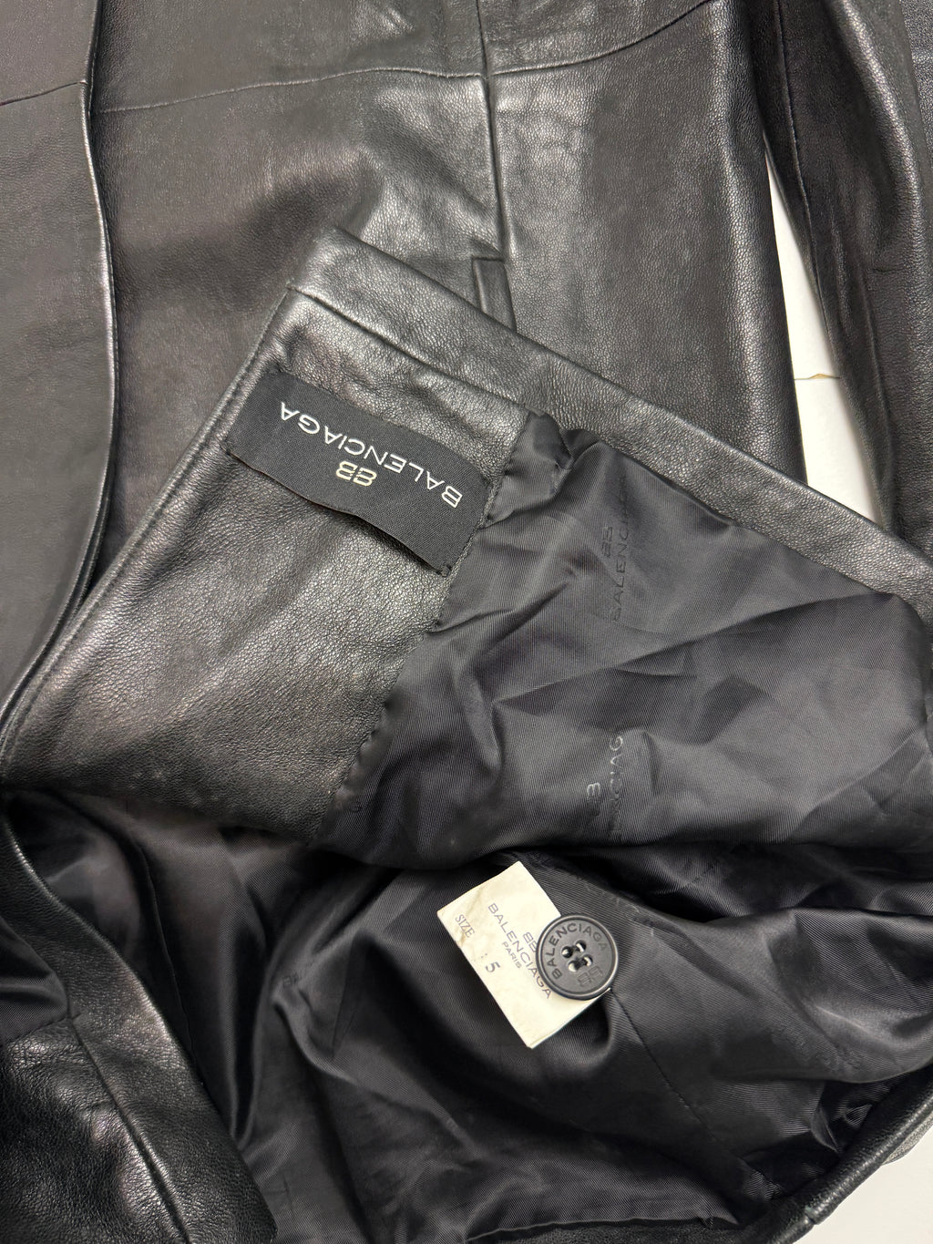 Vintage Balenciaga Paris Leather Trench Coat Black