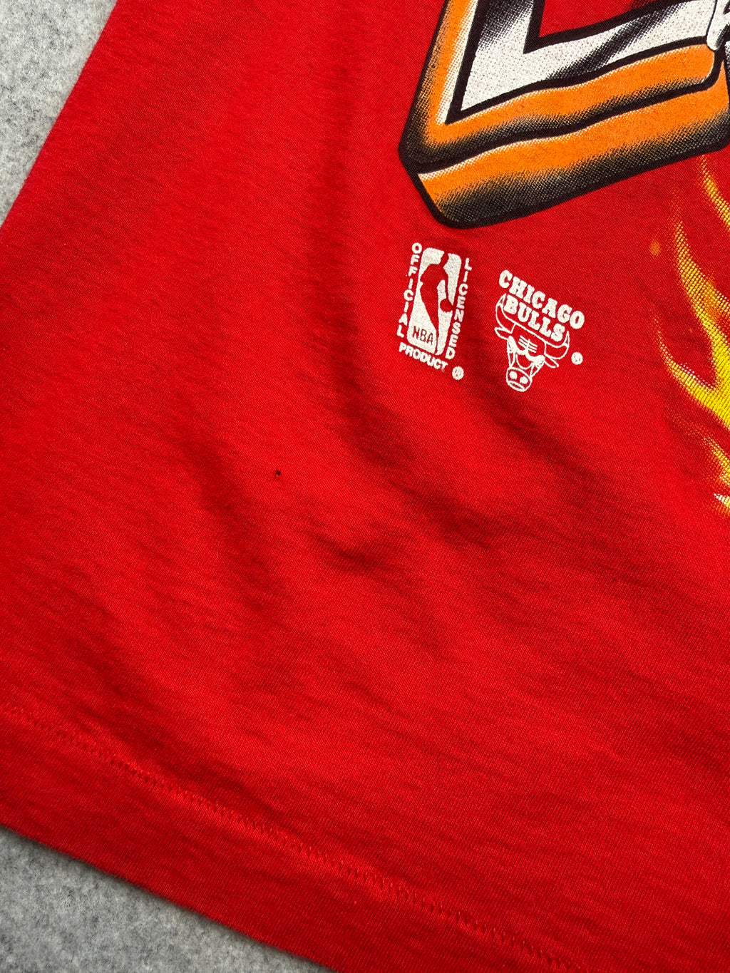 Vintage Chicago Bulls Flaming Basketball Tee Red